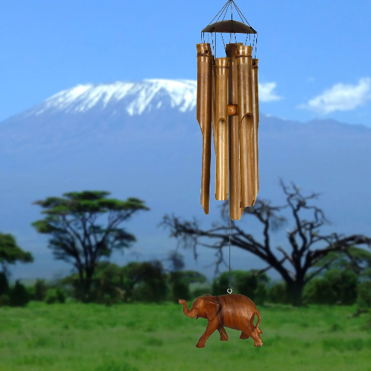 24" Half Coconut Elephant Bamboo Wind Chime by Woodstock | Outdoor Chimes | Housewarming Gifts | Patio Chimes | Yard Decorations