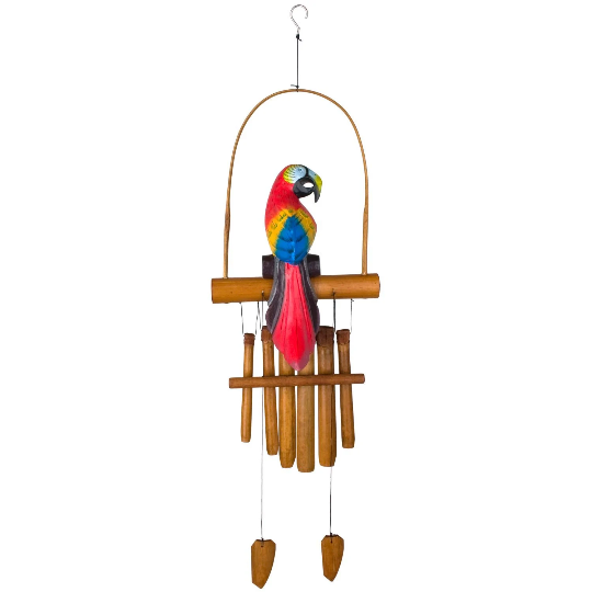 36" Parrot Bamboo Wind Chime by Woodstock | Outdoor Chimes | Housewarming Gifts | Bamboo Chimes | Patio Chimes | Yard Decorations