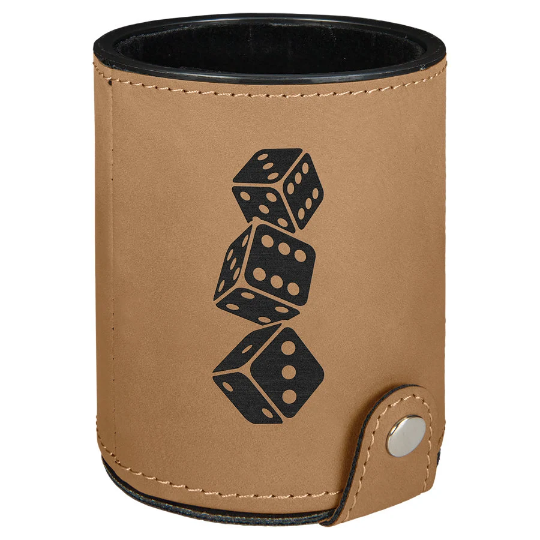Custom Engraved Leather Dice Cups with 5 Dice Included | Game Night Gifts