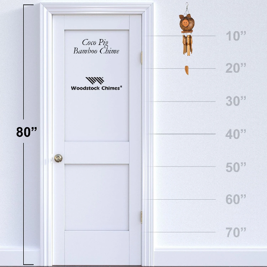 22" Coco Pig Bamboo Wind Chime by Woodstock | Patio Wind Chimes