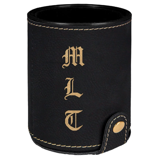 Custom Engraved Leather Dice Cups with 5 Dice Included | Game Night Gifts