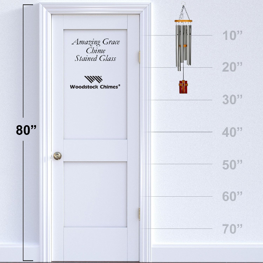 28" Amazing Grace Stained Glass Wind Chime by Woodstock | Indoor/Outdoor Wind Chimes | Cross Wind Chimes | Religious Wind Chimes