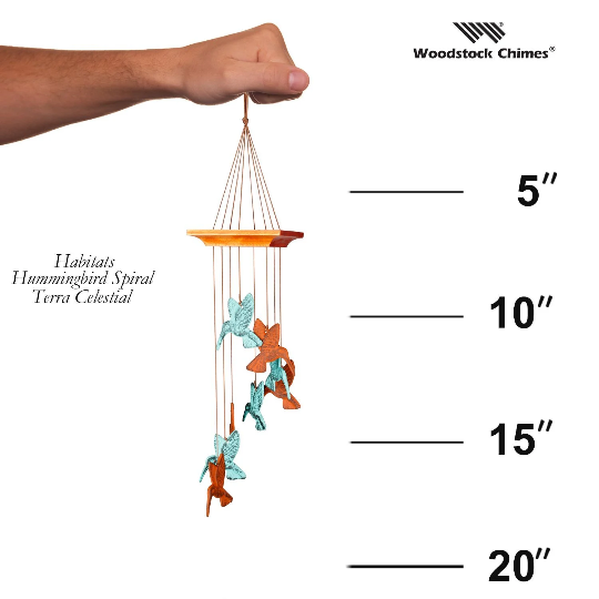 18" Habitats Hummingbird Spiral Terra Celestial Wind Chime by Woodstock