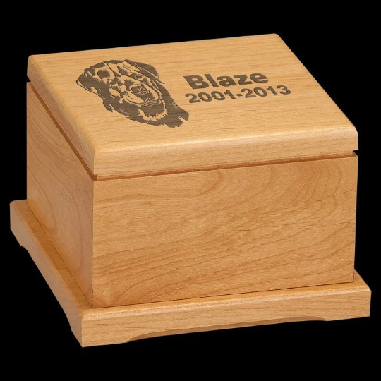Personalized Wooden Pet Urn | Red Alder Wood Pet Urn Memorial Box | Keepsake Urn | Different Sizes | Laser Engraving Included