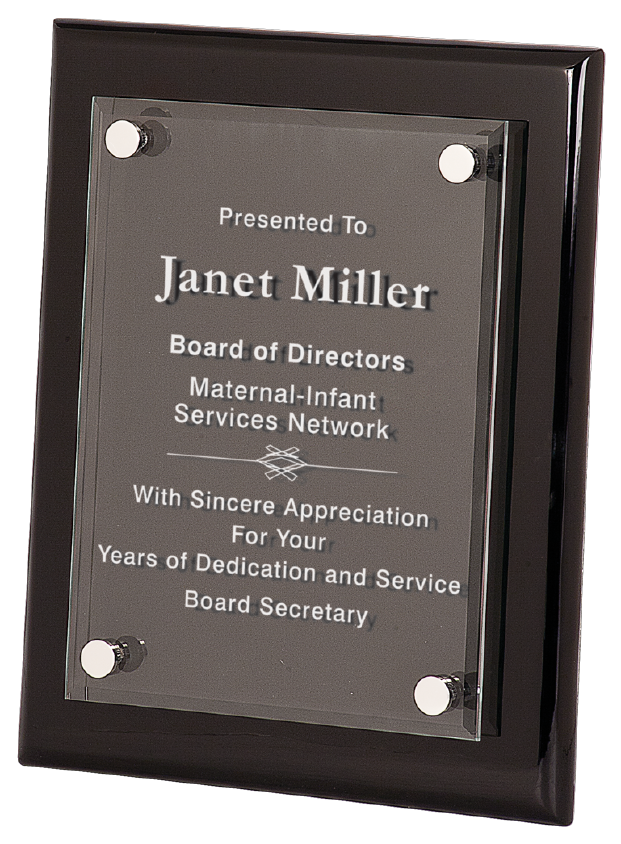 Custom 8"x10" Black Piano Finish Floating Acrylic Plaque | Personalized Plaques | Office Awards | School Awards | Business Gifts