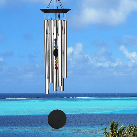24" Black Chakra Seven Stones Wind Chime by Woodstock | Musically Tuned Chimes | Yoga Gifts | Gifts for Her