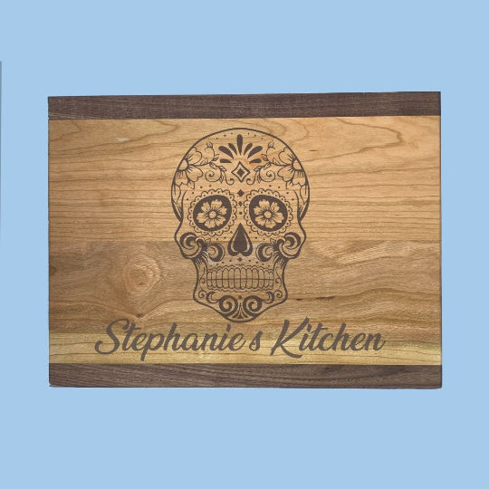 Sugar Skull Premium Cutting Boards | Personalized Day of the Dead Wood Cutting Boards | Different Styles Available