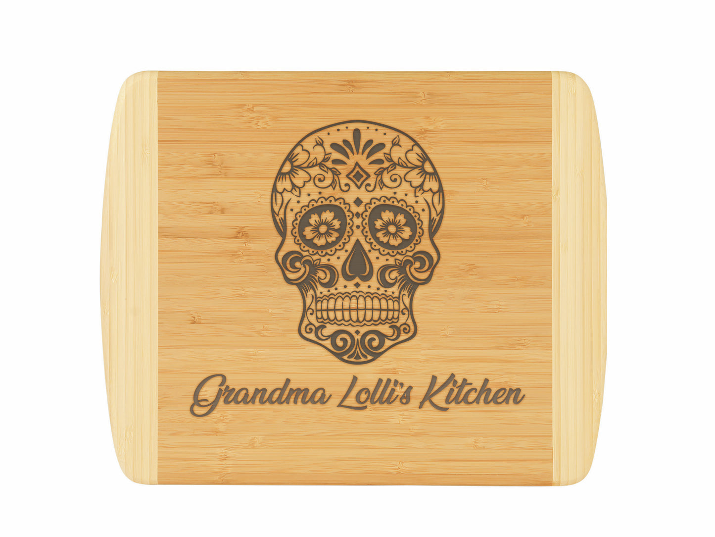 Sugar Skull Bamboo Cutting Boards | Personalized Day Of The Dead Wood Cutting Boards | Different Styles Available