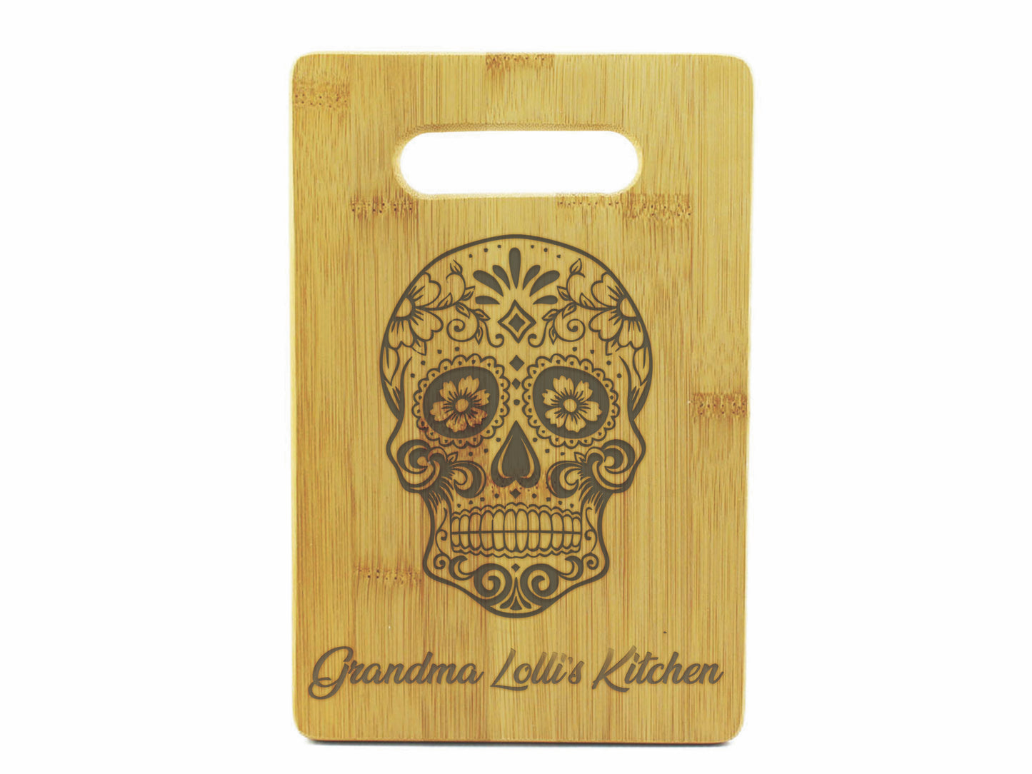 Sugar Skull Bamboo Cutting Boards | Personalized Day Of The Dead Wood Cutting Boards | Different Styles Available