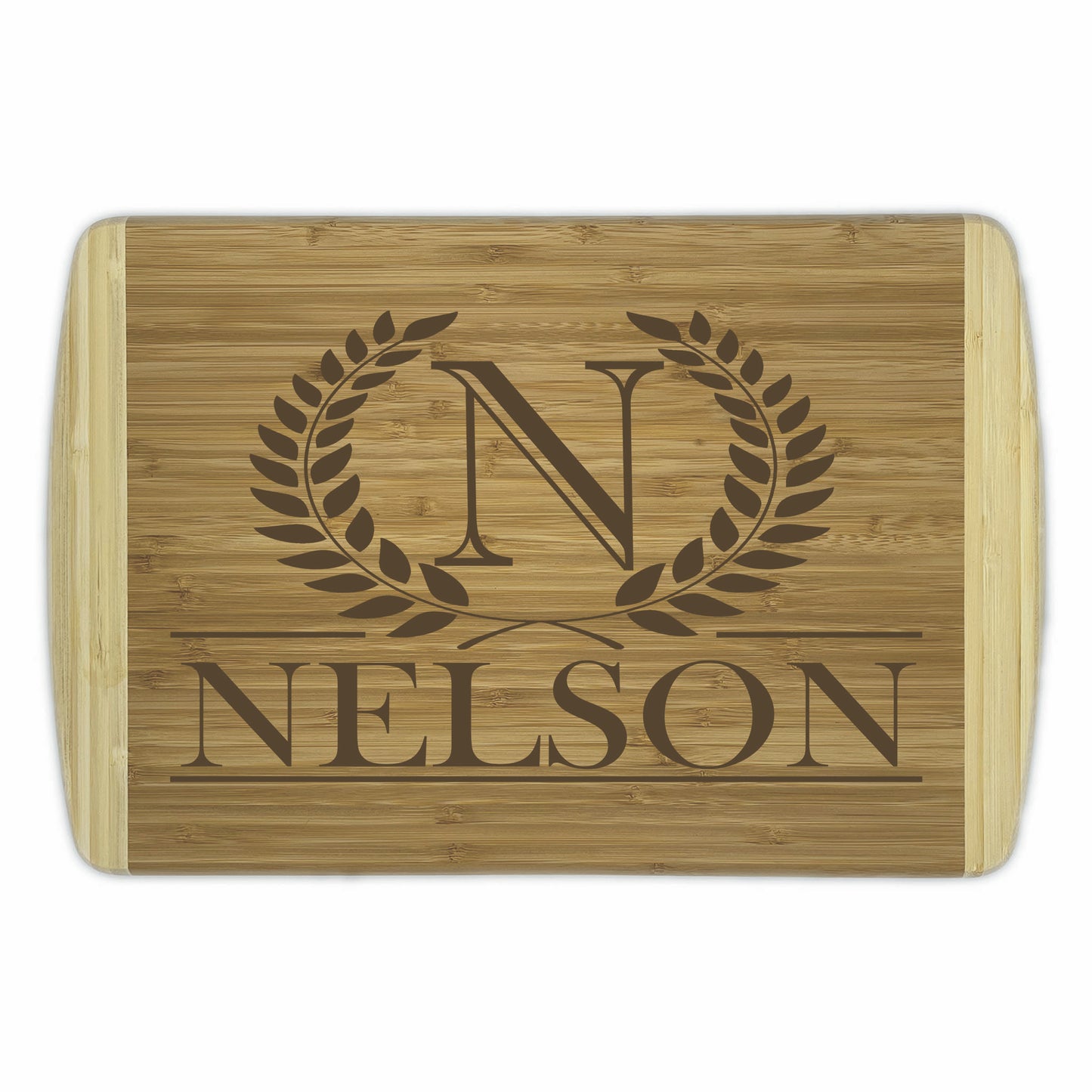 Laurel Wreath Bamboo Cutting Boards | Personalized Family Name Wood Cutting Boards | Different Styles Available