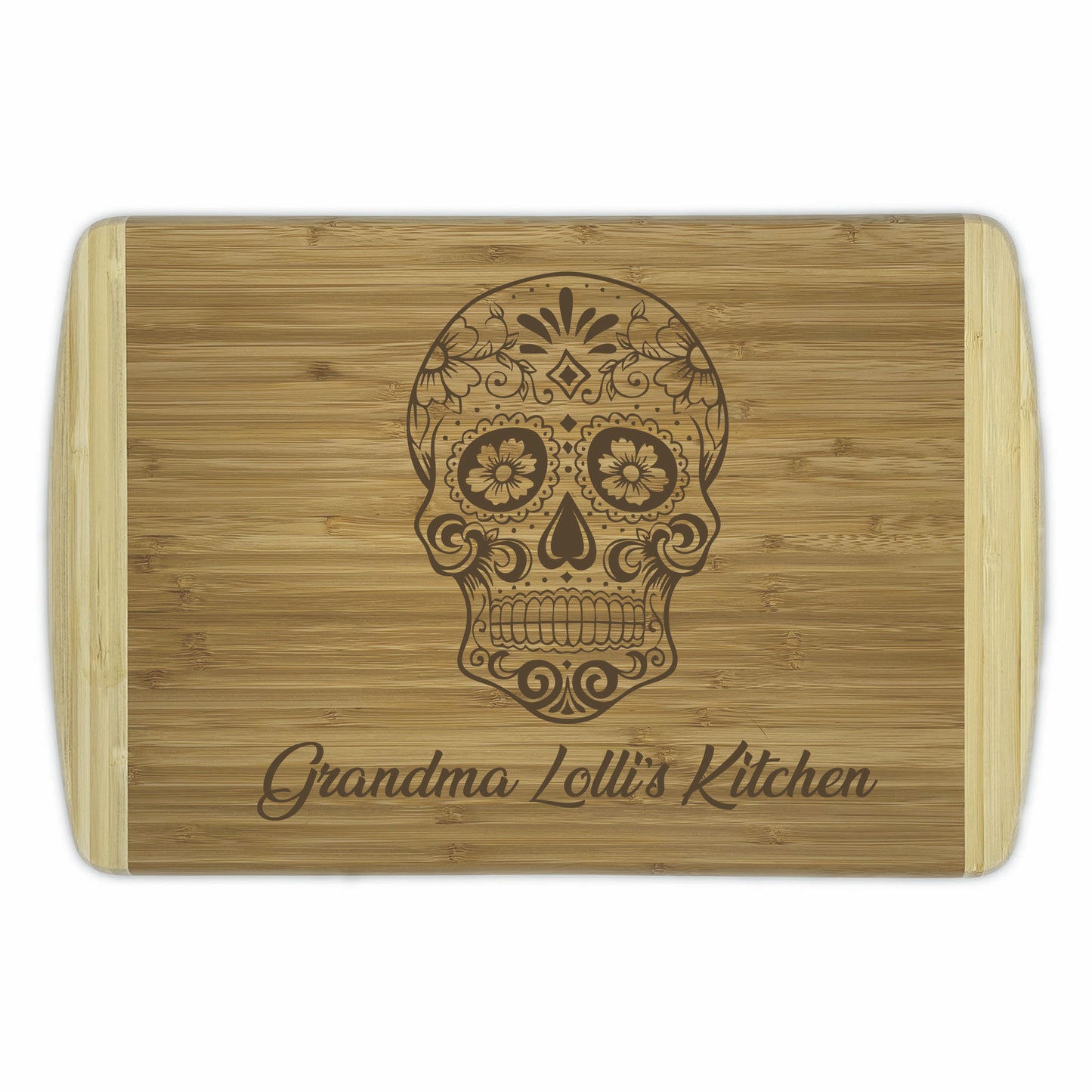 Sugar Skull Bamboo Cutting Boards | Personalized Day Of The Dead Wood Cutting Boards | Different Styles Available
