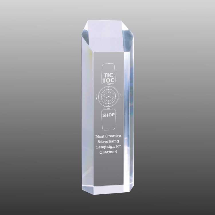 Custom Tall Tower Clear Acrylic Award | Engraving Included | Office Gifts