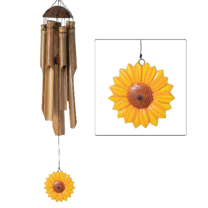 24" Sunflower Bamboo Wind Chime by Woodstock | Outdoor Chimes | Housewarming Gifts | Sunflower Gifts | Patio Decor | Yard Chimes