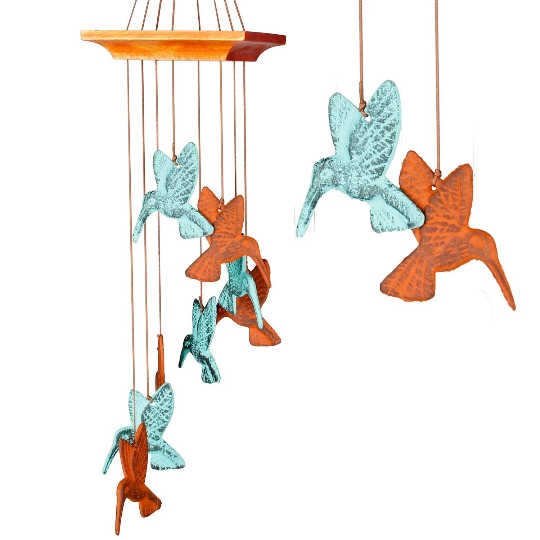 18" Habitats Hummingbird Spiral Terra Celestial Wind Chime by Woodstock | Hummingbird Gifts | #A20