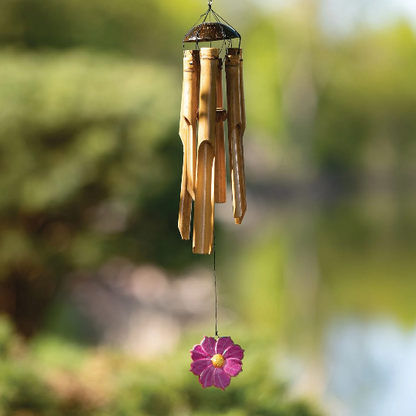 24" Cosmos Flower Bamboo Wind Chime by Woodstock | Outdoor Chimes | Housewarming Gifts | Gifts for Mom | Patio Decor | Yard Chimes