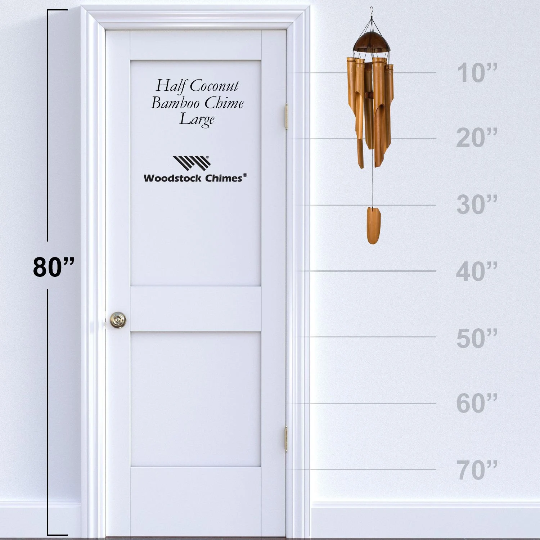 36" Half Coconut Bamboo Wind Chime by Woodstock | Garden Chimes | #A87