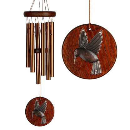 17" Hummingbird Habitats Wind Chime by Woodstock | Outdoor Engraved Wind Chimes
