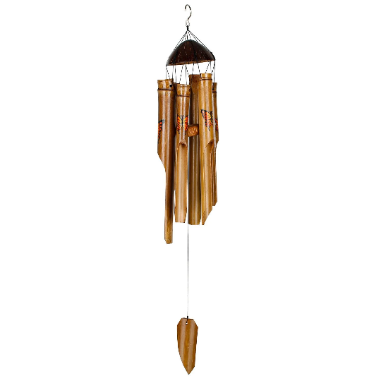 24" Orange Butterfly Bamboo Wind Chime by Woodstock | Outdoor Chimes | Housewarming Gifts | Butterfly Gifts | Patio Decor | Yard Chimes