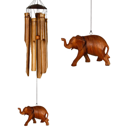 24" Half Coconut Elephant Bamboo Wind Chime by Woodstock | Outdoor Chimes | Housewarming Gifts | Patio Chimes | Yard Decorations