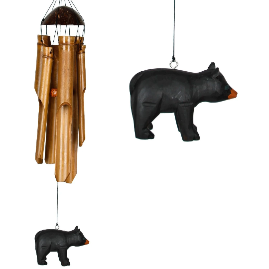23" Half Coconut Bear Bamboo Wind Chime by Woodstock | Outdoor Chimes