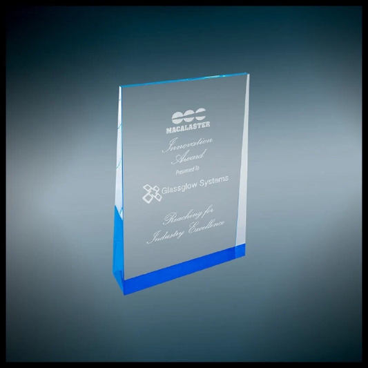 7" Blue Wedge Acrylic Award | Accomplishment & Achievement Trophits | Business Office Awards | Corporate Awards | Engraving Included