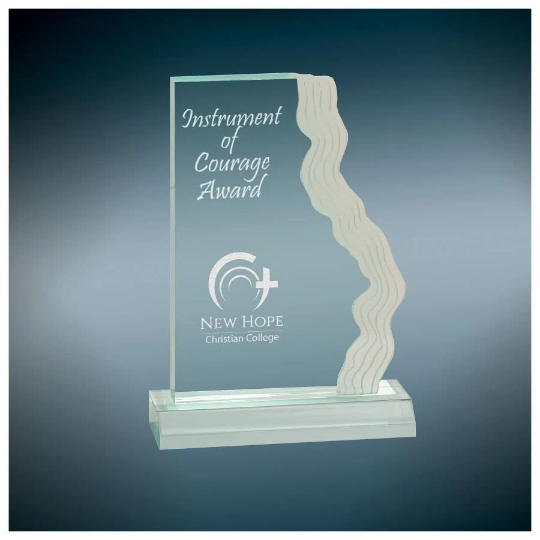 Custom Jade Frosted Waterfall Edge Acrylic Award | Office Awards | Accomplishment Awards | Recognition Awards | Work Gifts | Office Gifts