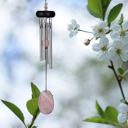 12" Precious Stones Chime - Rose Quartz | Gift Exchange Gifts | Porch & Balcony Chimes | #A105