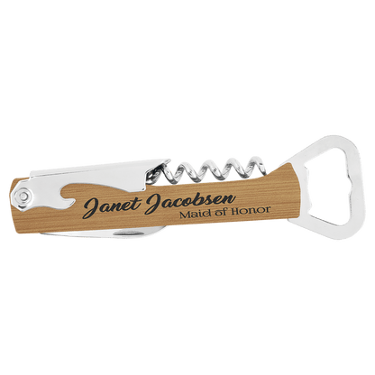 Custom Engraved Corkscrew Wine Bottle Opener | Groomsmen Gifts | Bridesmaid Gifts