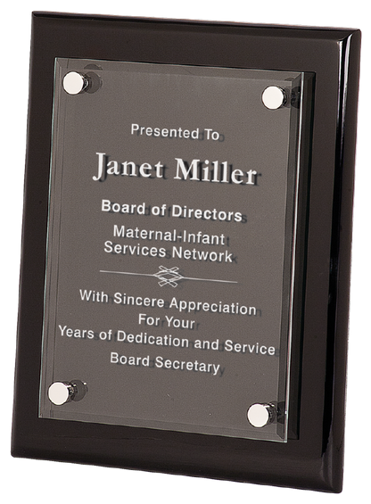 Custom 8"x10" Black Piano Finish Floating Acrylic Plaque | Personalized Plaques | Office Awards | School Awards | Business Gifts