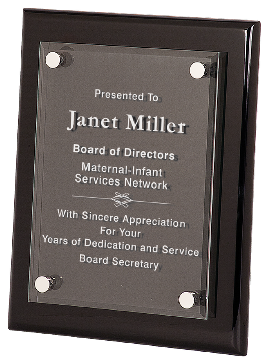 Custom 8"x10" Black Piano Finish Floating Acrylic Plaque | Personalized Plaques | Office Awards | School Awards | Business Gifts
