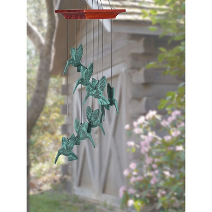 18" Habitats Hummingbird Spiral Wind Chime by Woodstock | Outdoor Wind Chimes