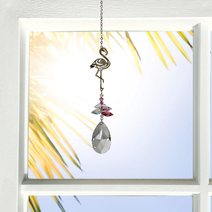 Crystal Pink Flamingo Suncatcher by Woodstock | Rainbow Maker | Crystal Ornament | Light Catcher | Gifts for Her
