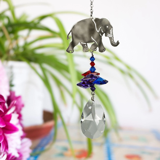 Crystal Elephant Suncatcher by Woodstock | Rainbow Maker | Crystal Ornaments | Light Catcher | Gifts for Her