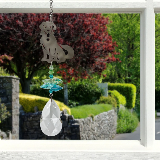Crystal Dog Suncatcher by Woodstock | Rainbow Maker | Crystal Ornaments | Light Catcher | Gifts for Her