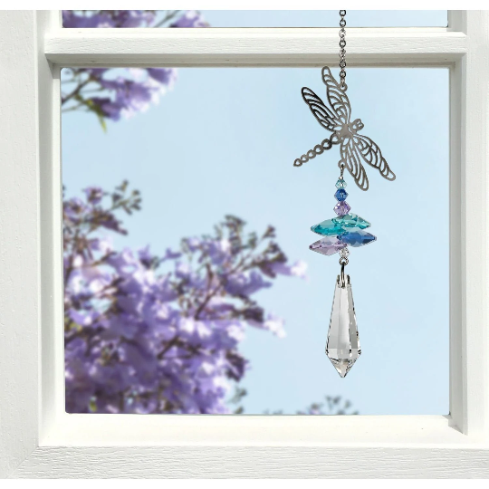 Crystal Dragonfly Suncatcher by Woodstock | Rainbow Maker | Crystal Ornament | Light Catcher | Gifts for Her