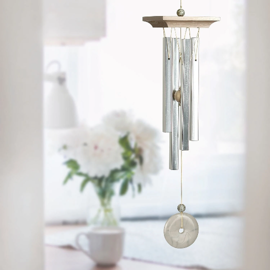 22" White Marble Wind Chime by Woodstock | Outdoor Wind Chimes