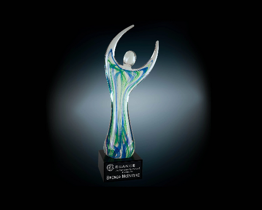 Custom Raised Arms Glass Award | Engraving Included | Art Awards