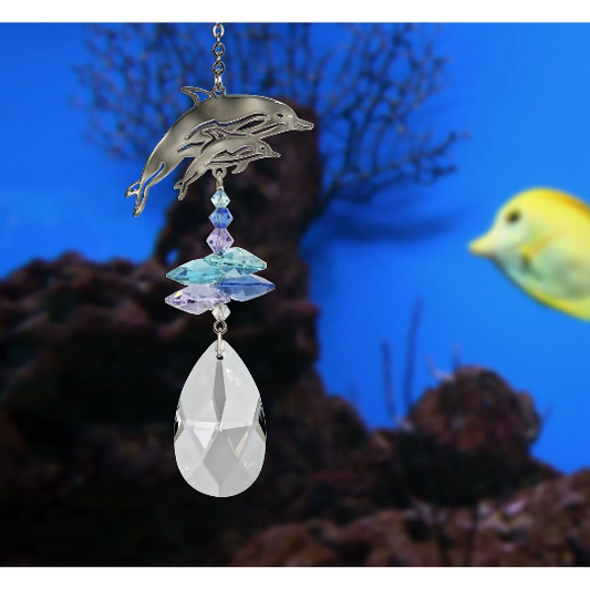 Crystal Dolphin Suncatcher by Woodstock | Rainbow Maker | Crystal Ornaments | Light Catcher | Gifts for Her