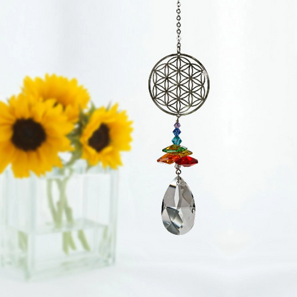 Crystal Flower of Life Suncatcher | Rainbow Maker | Crystal Ornaments | Light Catcher | Gifts for Her
