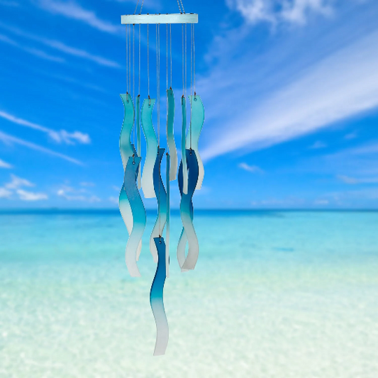 Sea Glass Blue Waves Chimes by Woodstock | Indoor/Outdoor Wind Chimes | Gifts for Mom