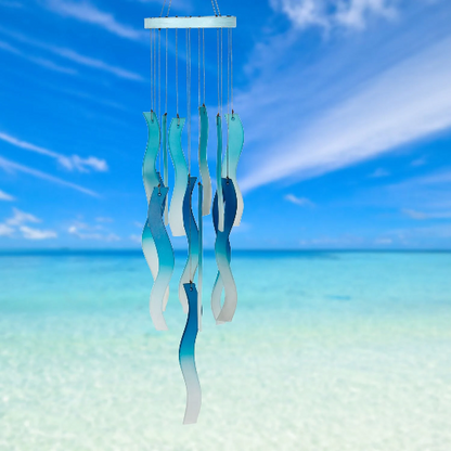Sea Glass Blue Waves Chimes by Woodstock | Indoor/Outdoor Wind Chimes | Gifts for Mom