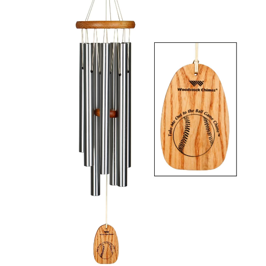 27" Baseball Wind Chime by Woodstock | Take Me Out To The Ball Game | Custom Baseball Gifts | Engraved Chimes | #A65