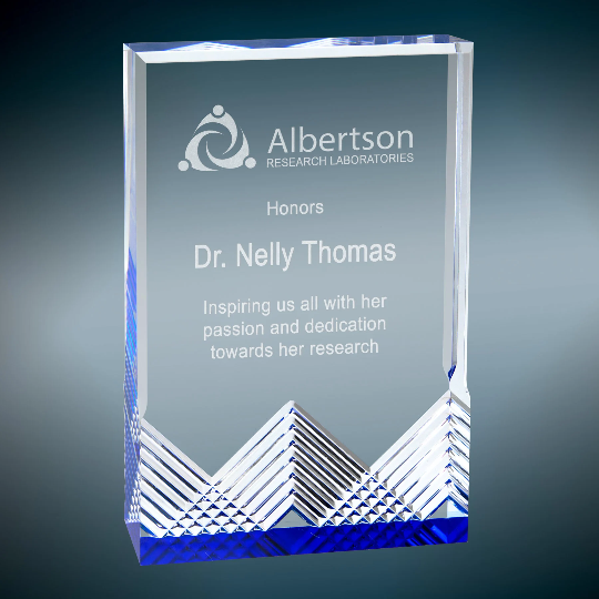 Custom Apex Mirage Blue Acrylic Award | Engraving Included | Office Awards
