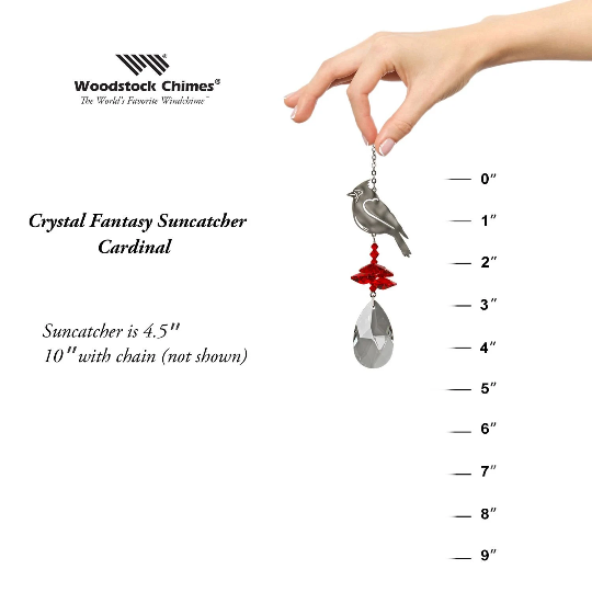 Crystal Cardinal RedBird Suncatcher by Woodstock | Rainbow Maker | Crystal Ornaments | Light Catcher | Gifts for Her