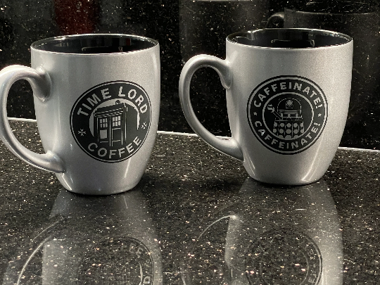 Dalek Caffeinate Coffee Mug | Large Doctor Who Inspired Ceramic Bistro Coffee Cup | Coffee House Style Dr Who Dalek Coffee Mug | Whovian Gifts