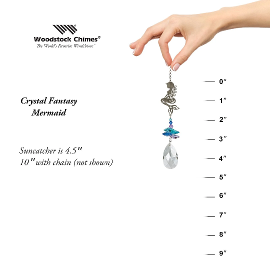 Crystal Mermaid Suncatcher by Woodstock | Rainbow Maker | Crystal Ornament | Light Catcher | Grandparents Gifts