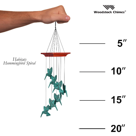 18" Habitats Hummingbird Spiral Wind Chime by Woodstock | Gifts for Mom | #A21