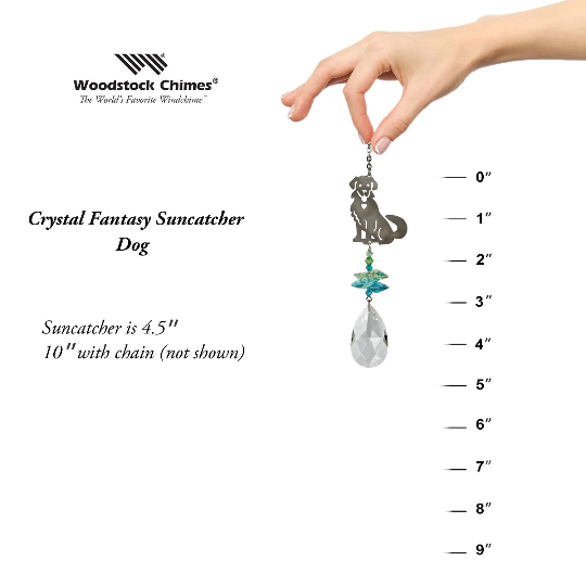 Crystal Dog Suncatcher by Woodstock | Rainbow Maker | Crystal Ornaments | Light Catcher | Gifts for Her