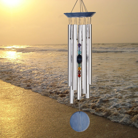 24" Chakra Seven Stones Wind Chime by Woodstock | Musically Tuned Chimes | Personalized Wind Chimes | Meditation Gifts