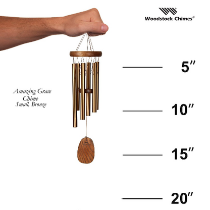 16" Amazing Grace Bronze Wind Chime by Woodstock | Musically Tuned Chimes | Engraved Chimes